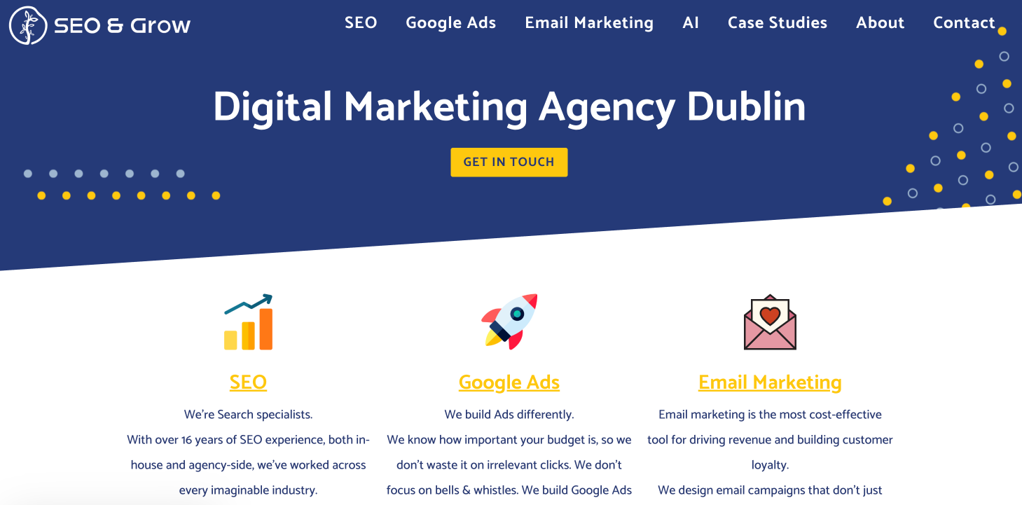 SEO and Grow homepage