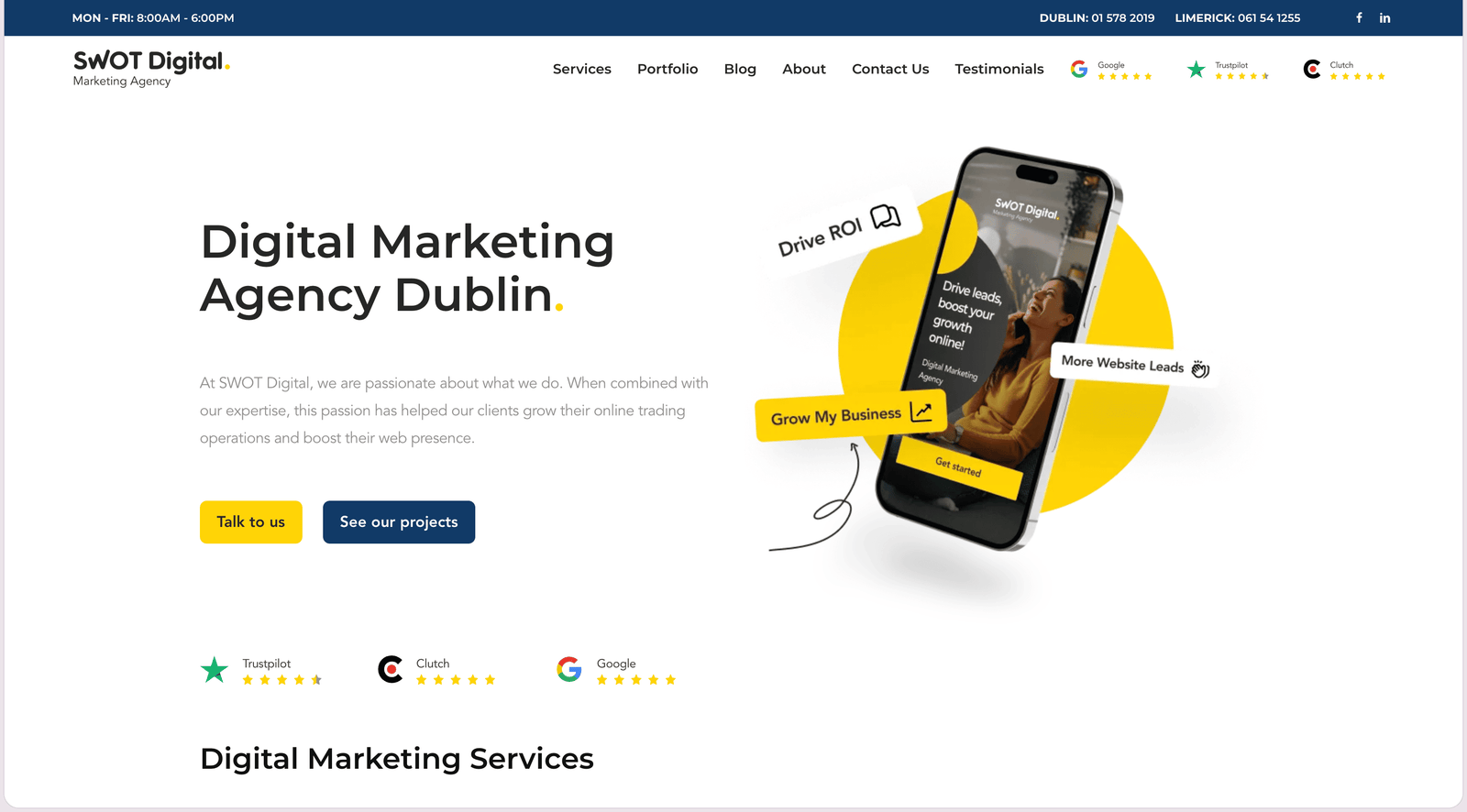 SWOT Digital Marketing Agency homepage