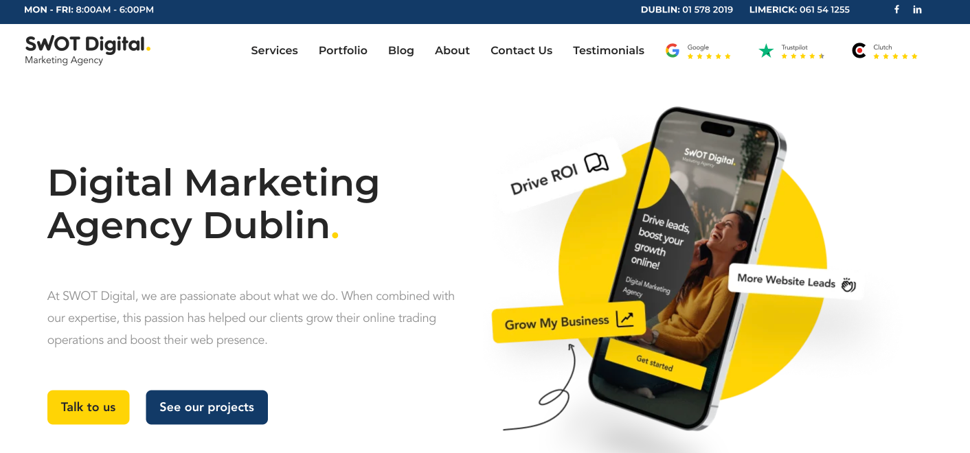 SWOT Digital homepage