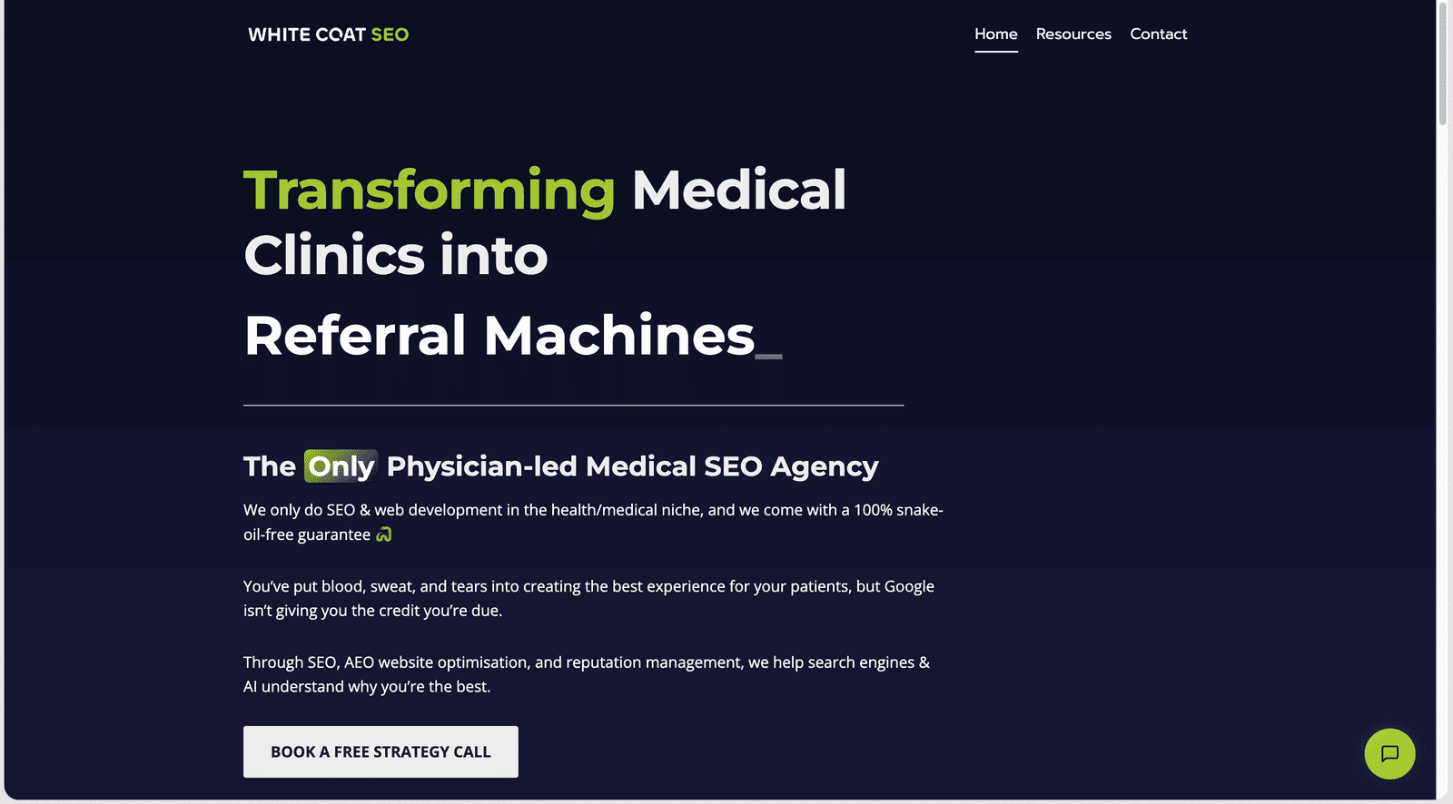 White Coat SEO homepage